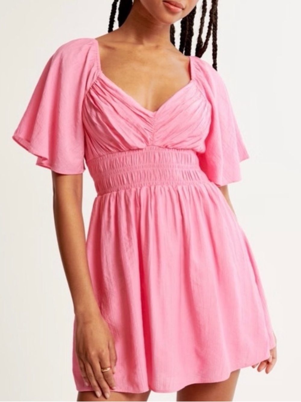 NWOT Abercrombie & Fitch Pink Flutter-Sleeve Mini Dress